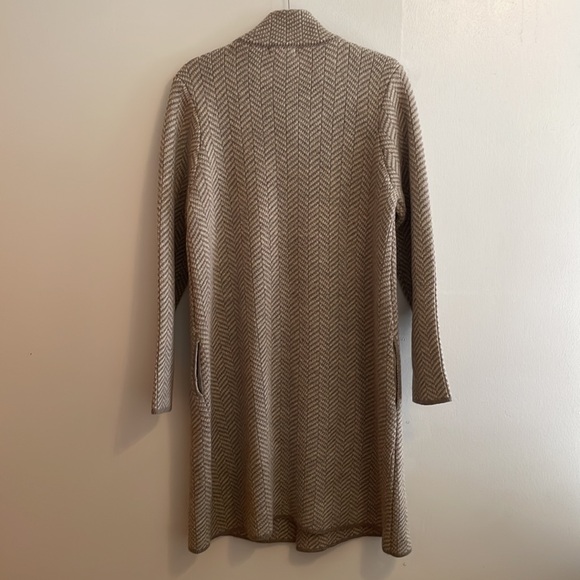 Gio & Gio Olivia Sweater Coat Womens XL Long Line Cardigan Wool Blend Taupe NEW - Picture 3 of 17